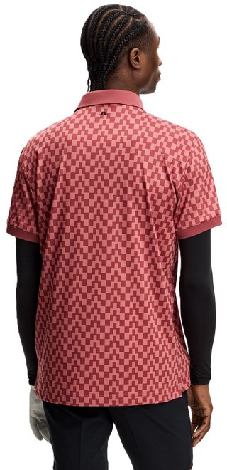 J.Lindeberg Tour Tech Print męskie polo, bridge stack apple butter