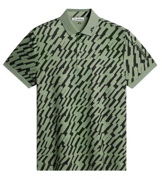 J.Lindeberg Tour Tech Print męskie polo, oak green