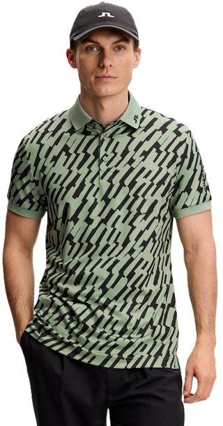 J.Lindeberg Tour Tech Print męskie polo, oak green
