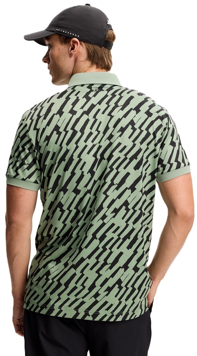 J.Lindeberg Tour Tech Print męskie polo, oak green