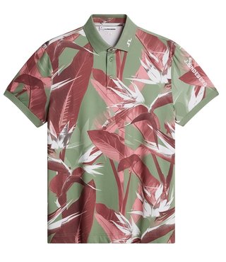 J.Lindeberg Tour Tech Print męskie polo, paradise hedge green