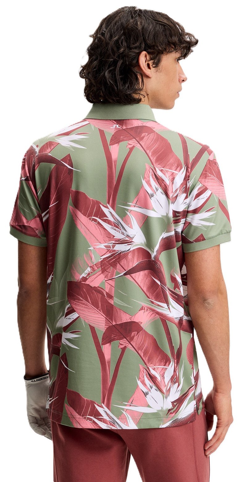 J.Lindeberg Tour Tech Print męskie polo, paradise hedge green