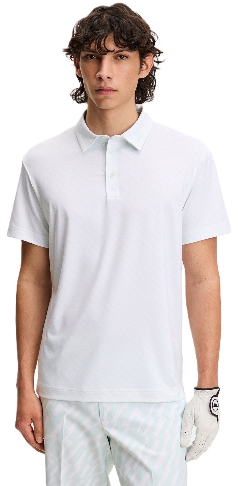J.Lindeberg Tod Print męskie polo, flight bridge white sky