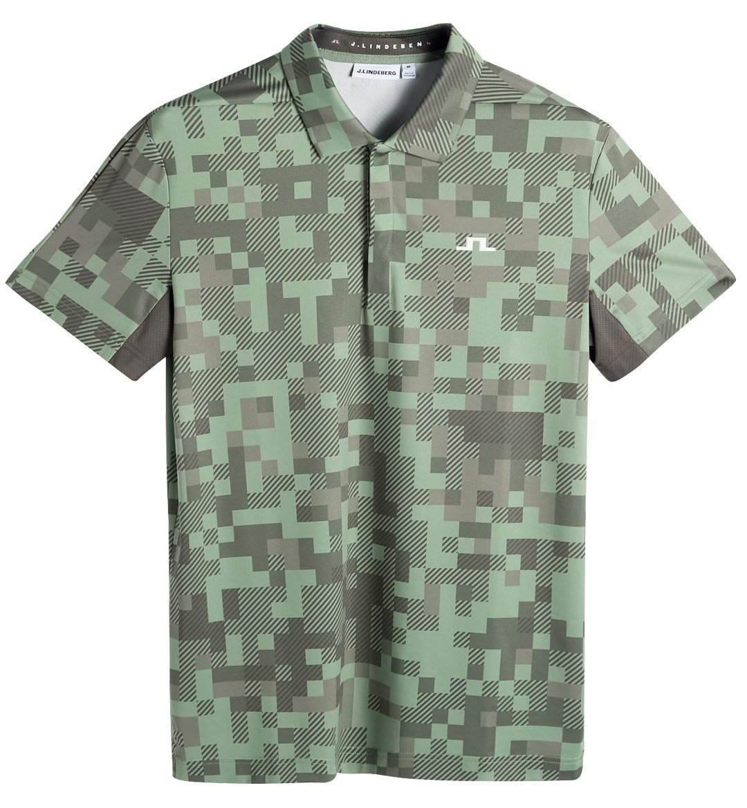 J.Lindeberg Dario Tour Print męskie polo, tour 26 tonal green