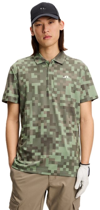 J.Lindeberg Dario Tour Print męskie polo, tour 26 tonal green