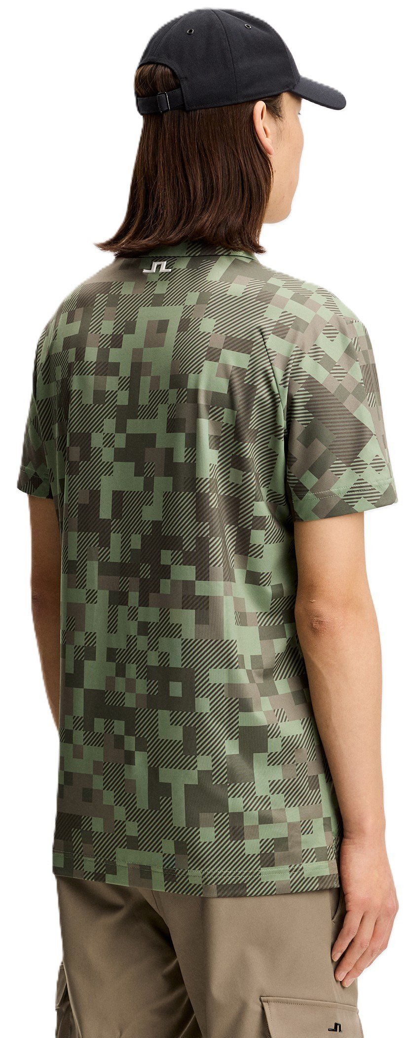 J.Lindeberg Dario Tour Print męskie polo, tour 26 tonal green