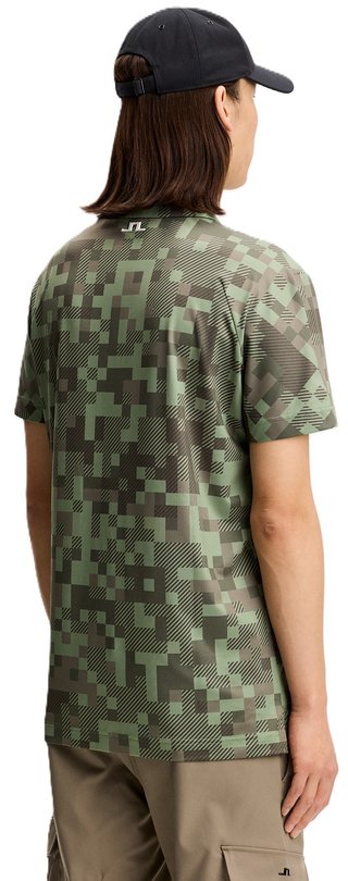 J.Lindeberg Dario Tour Print męskie polo, tour 26 tonal green