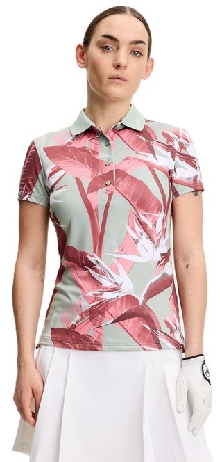 J.Lindeberg Tour Tech Print damskie polo, paradise jadeite