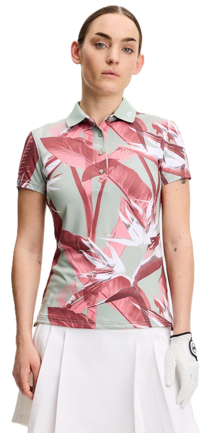J.Lindeberg Tour Tech Print damskie polo, paradise jadeite