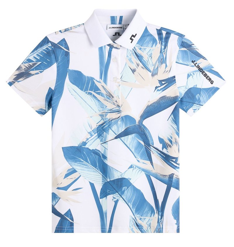 J.Lindeberg Tour Tech Print damskie polo, paradise skylight