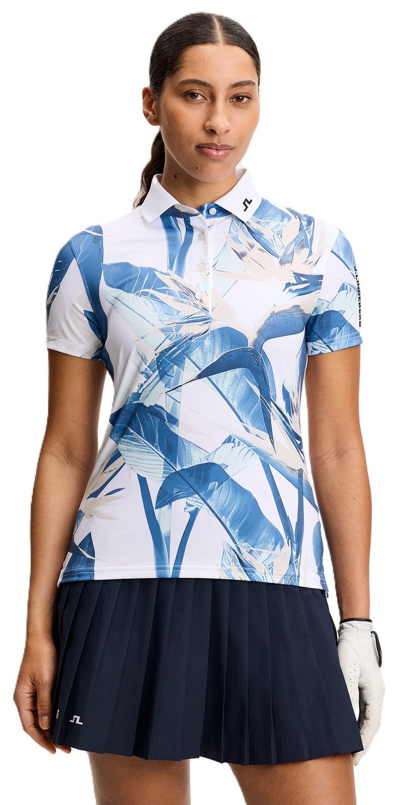 J.Lindeberg Tour Tech Print damskie polo, paradise skylight