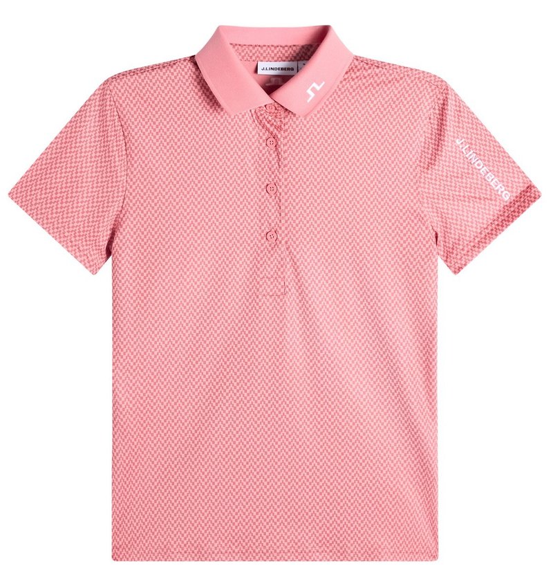 J.Lindeberg Tour Tech Print damskie polo, bridge stack rose