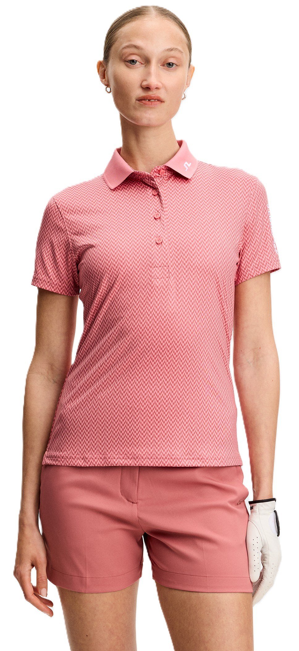 J.Lindeberg Tour Tech Print damskie polo, bridge stack rose