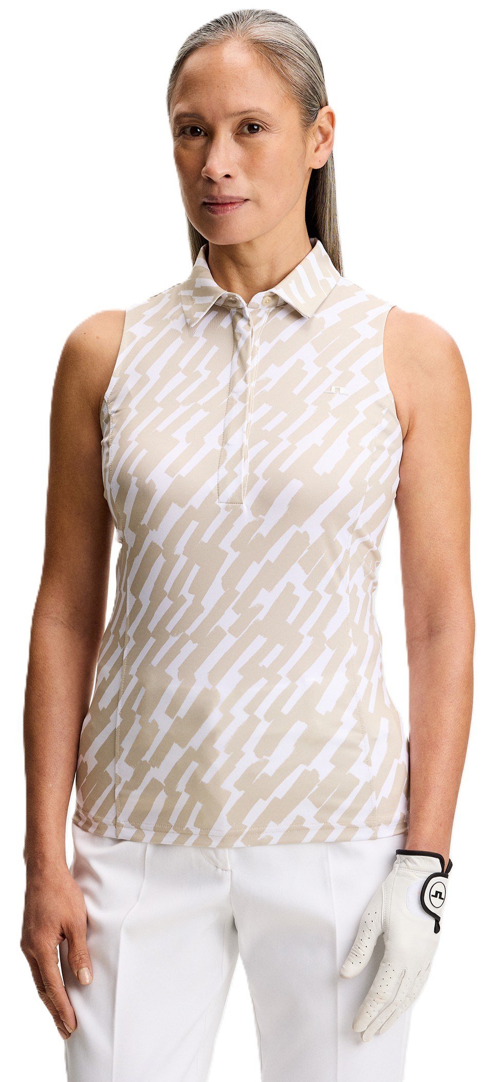 J.Lindeberg Dena Print damskie polo, oak island fossil