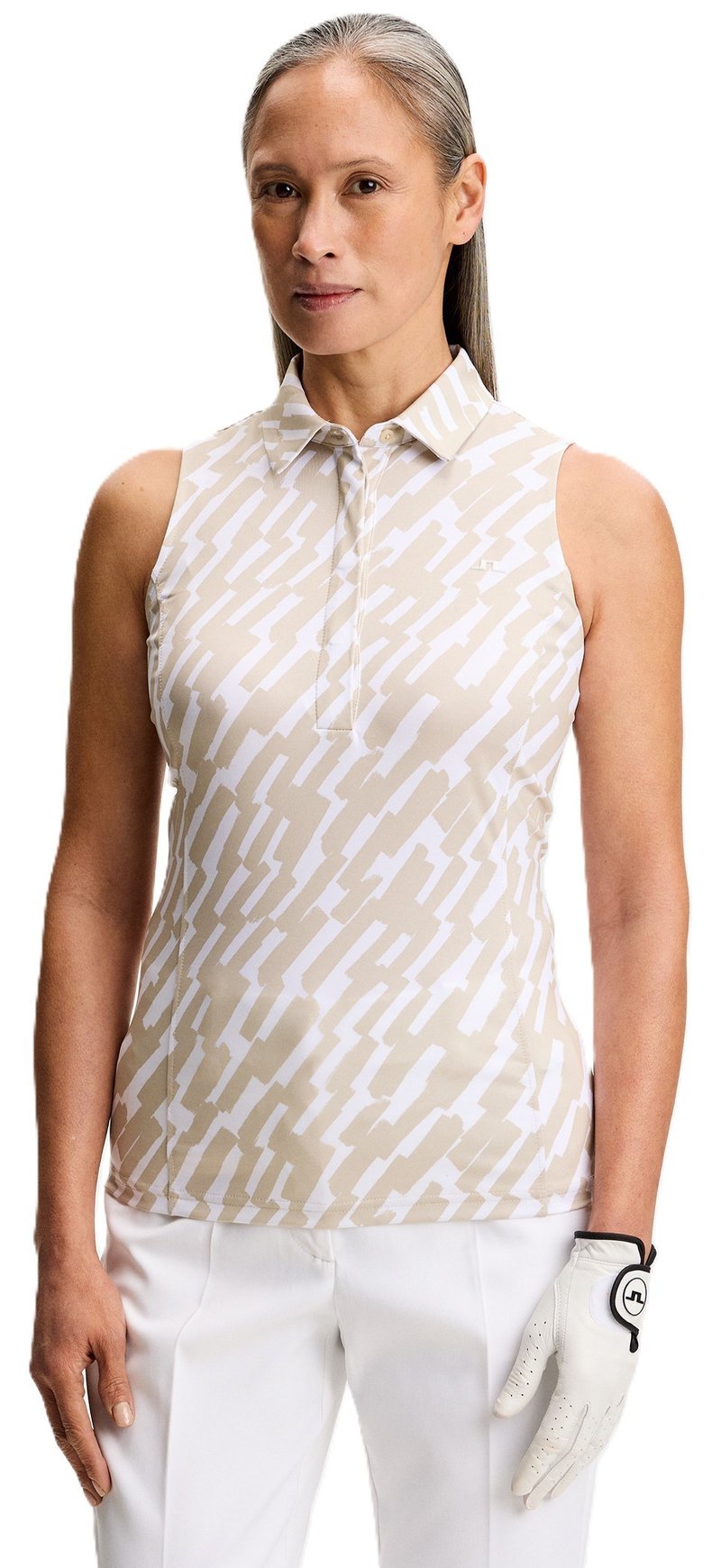 J.Lindeberg Dena Print damskie polo, oak island fossil
