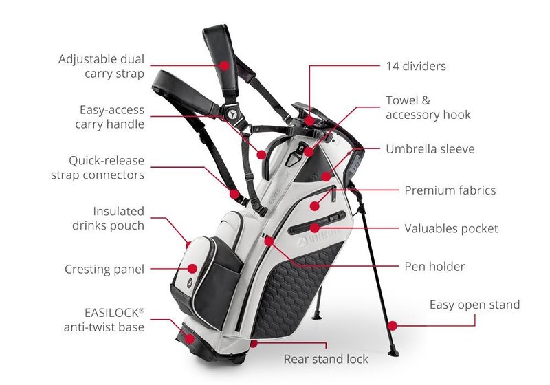LIMITED - Motocaddy EliteFLEX stand bag, biało/czarny