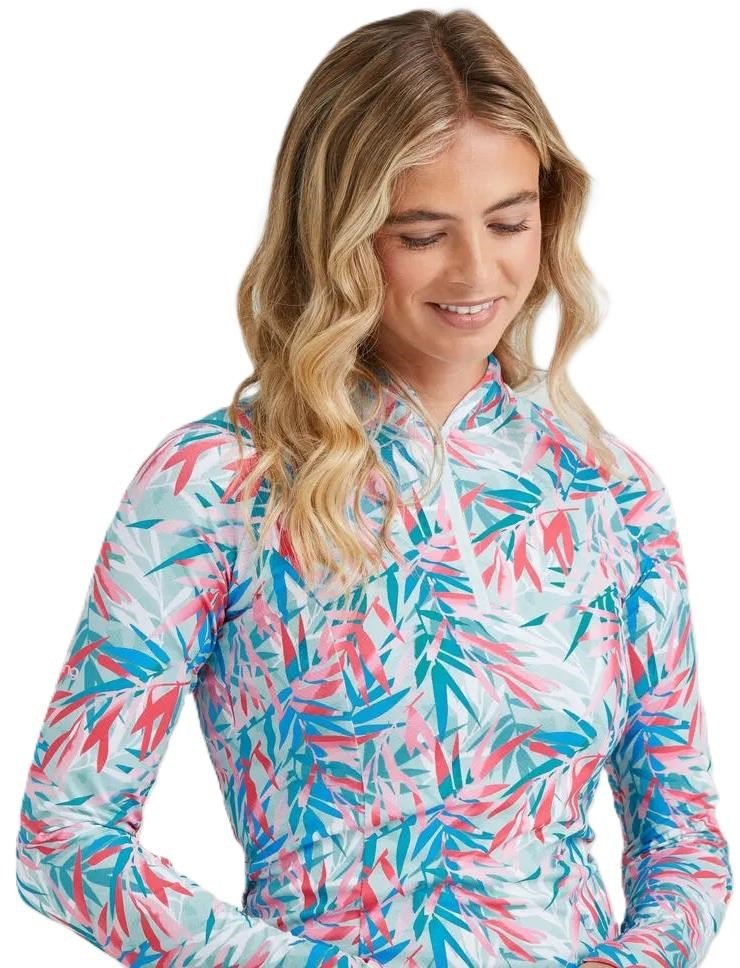 Ping Arwen Printed Longsleeve damskie polo, tropic refreat