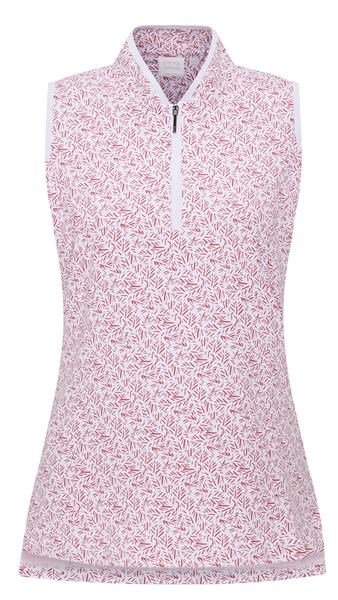 Ping Penola Printed Sleeveless damskie polo, fuchsia foliage