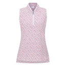 Ping Penola Printed Sleeveless damskie polo, fuchsia foliage