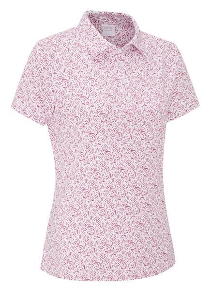 Ping  Aeria Printed damskie polo, fuchsia foliage