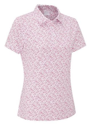 Ping  Aeria Printed damskie polo, fuchsia foliage