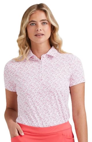 Ping  Aeria Printed damskie polo, fuchsia foliage