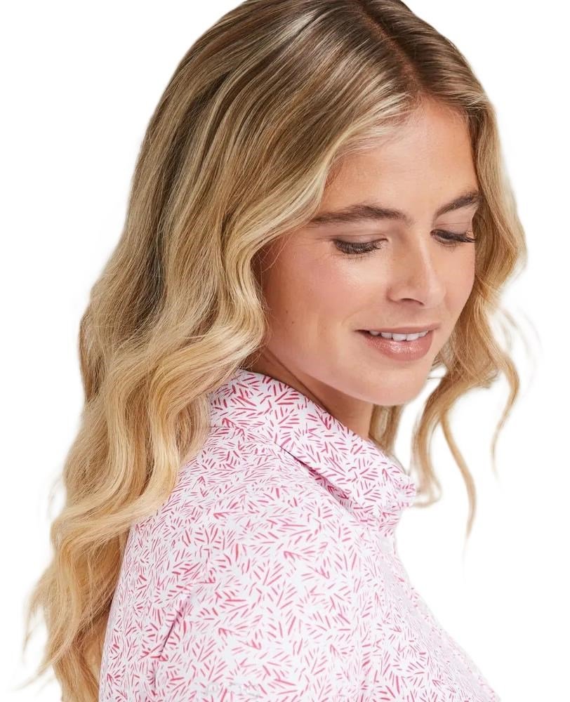 Ping  Aeria Printed damskie polo, fuchsia foliage