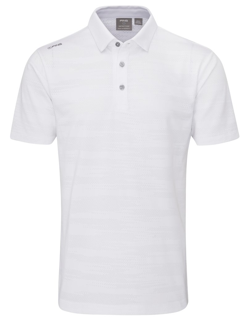 Ping Claude Camo Mesh męskie polo, białe