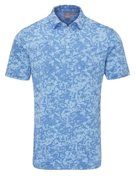 Ping Marek Camo Jacquard męskie polo, baltic sea multi