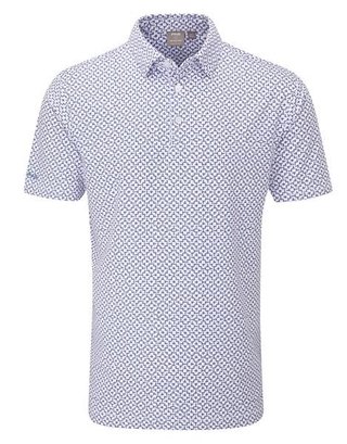 Ping Ephron Printed męskie polo, white/pink haze multi