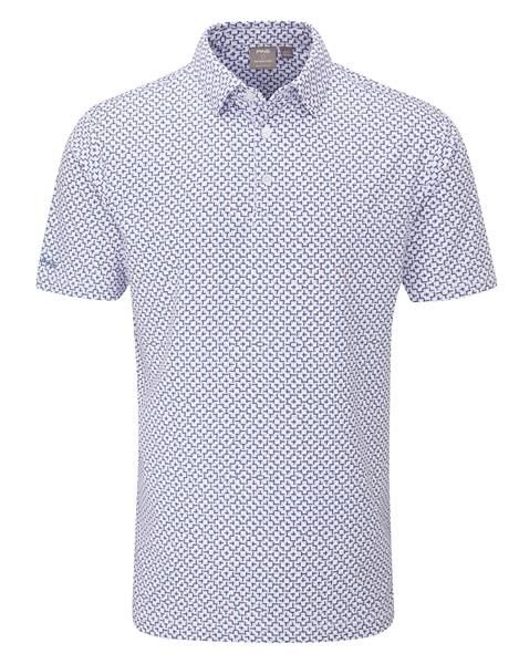 Ping Ephron Printed męskie polo, white/pink haze multi