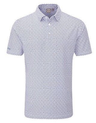 Ping Ephron Printed męskie polo, white/pink haze multi