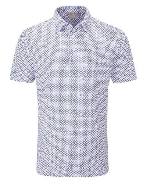 Ping Ephron Printed męskie polo, white/pink haze multi
