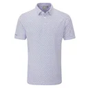 PING Ephron Printed męskie polo, white/pink haze multi