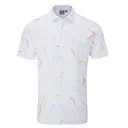 Ping Ephron Printed męskie polo, white/wild salmon multi