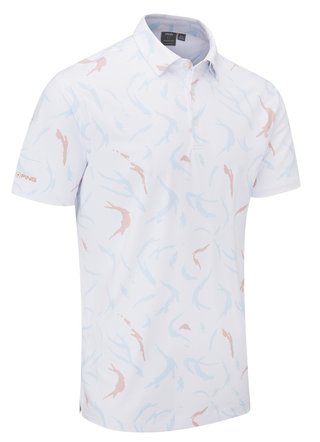 Ping Ephron Printed męskie polo, white/wild salmon multi