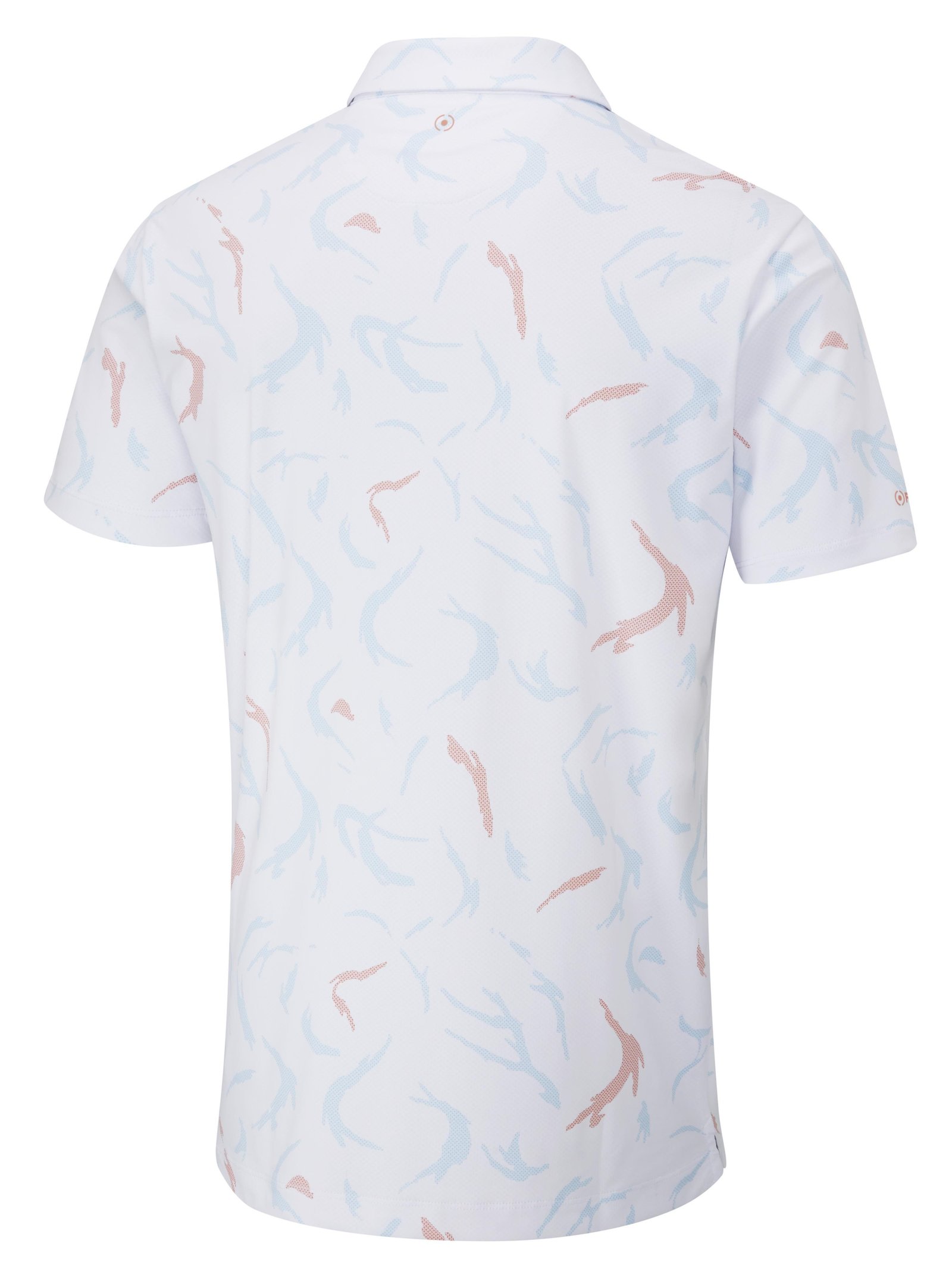 Ping Ephron Printed męskie polo, white/wild salmon multi