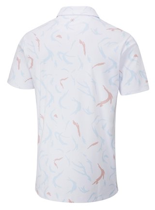 Ping Ephron Printed męskie polo, white/wild salmon multi