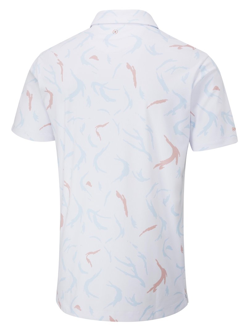 Ping Ephron Printed męskie polo, white/wild salmon multi