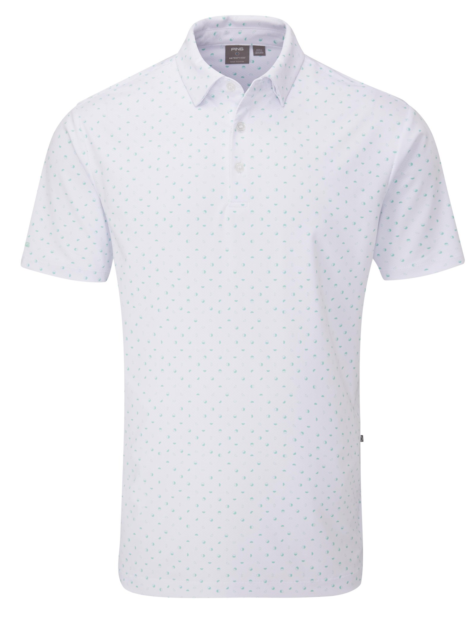 Ping Ephron Printed męskie polo, white/green bay multi