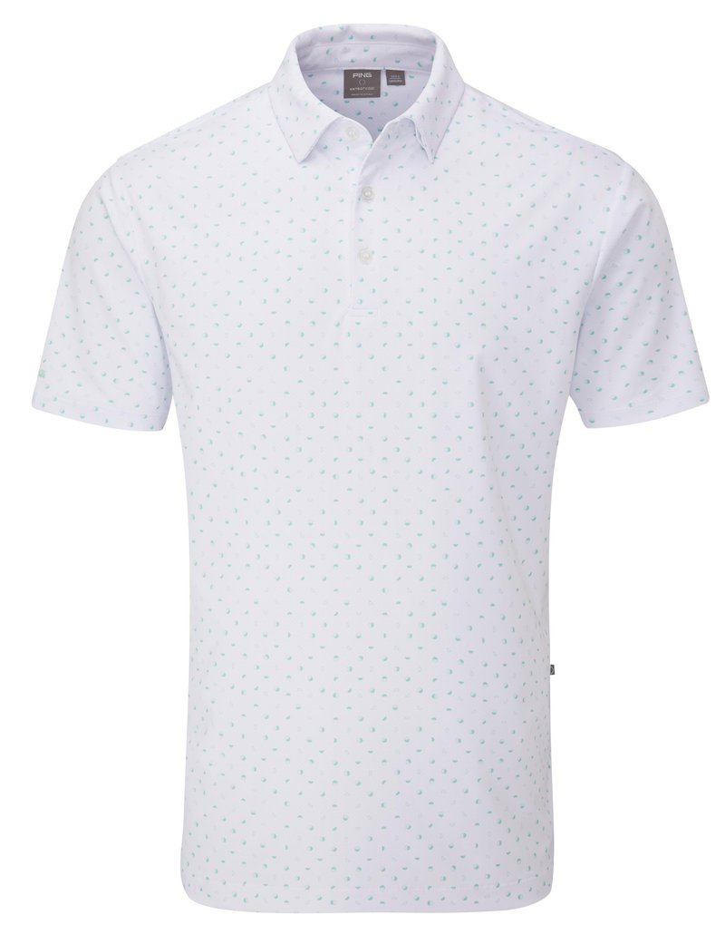 Ping Ephron Printed męskie polo, white/green bay multi