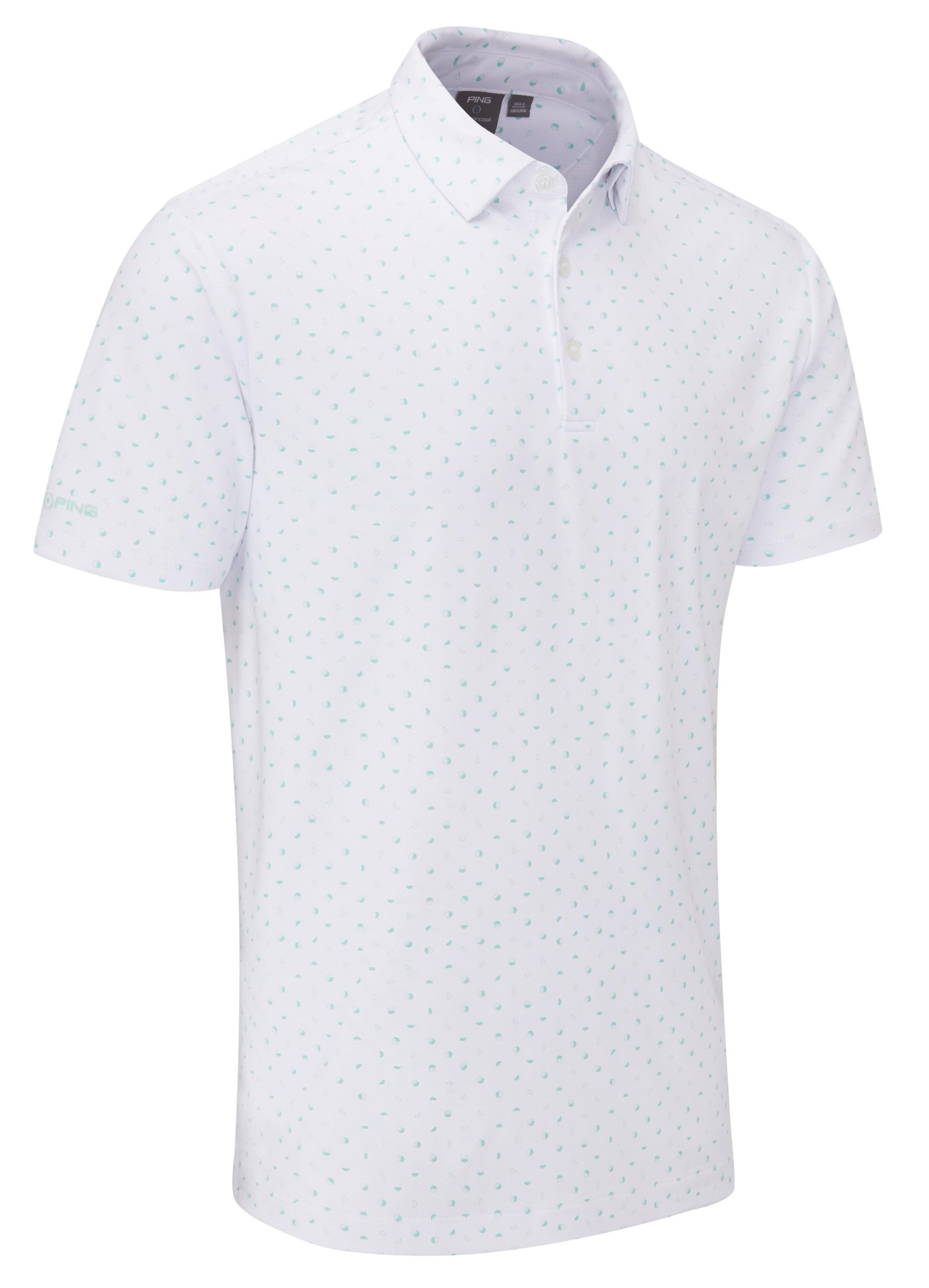 Ping Ephron Printed męskie polo, white/green bay multi
