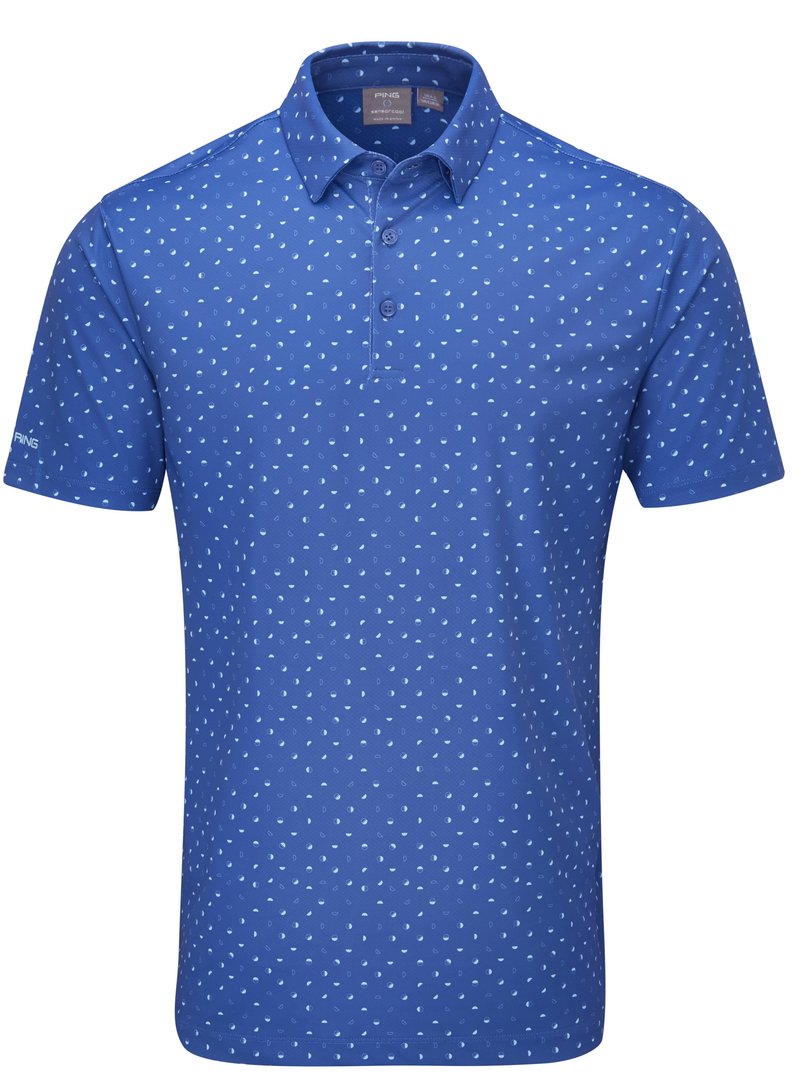 Ping Ephron Printed męskie polo, bright cobalt multi