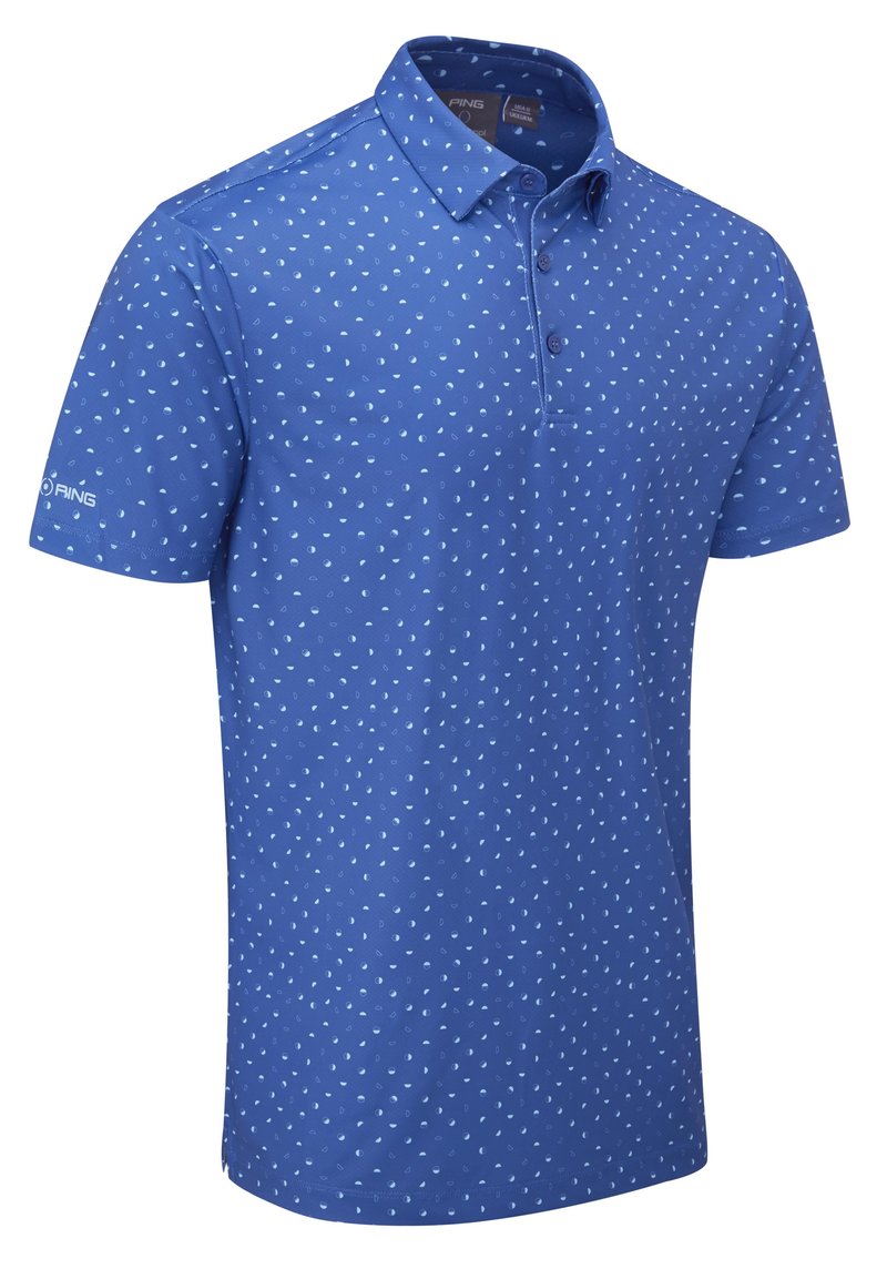 Ping Ephron Printed męskie polo, bright cobalt multi