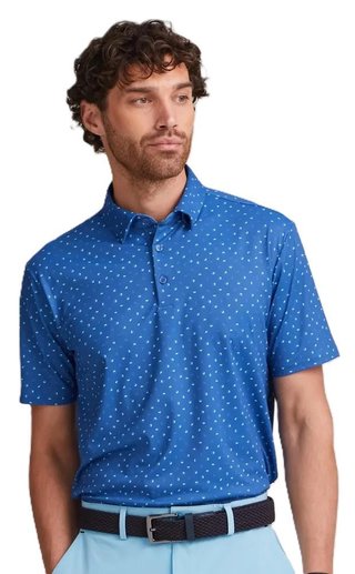Ping Ephron Printed męskie polo, bright cobalt multi