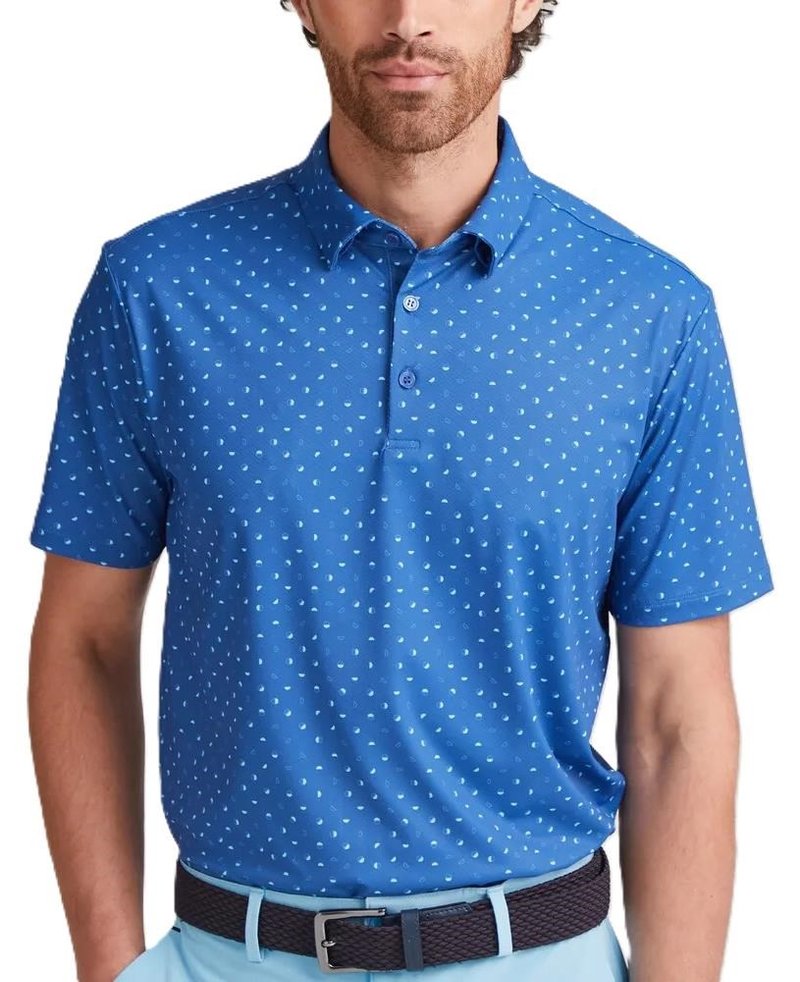 Ping Ephron Printed męskie polo, bright cobalt multi