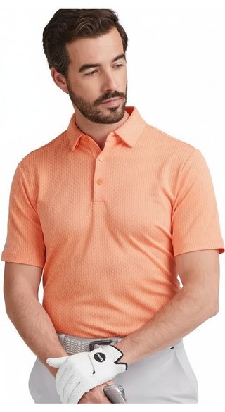 PING Hershel męskie polo, wild salmon multi