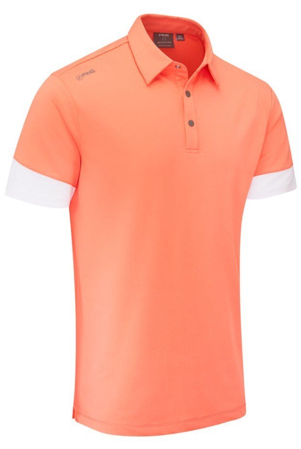 Ping Ty męskie polo, wild salmon/white