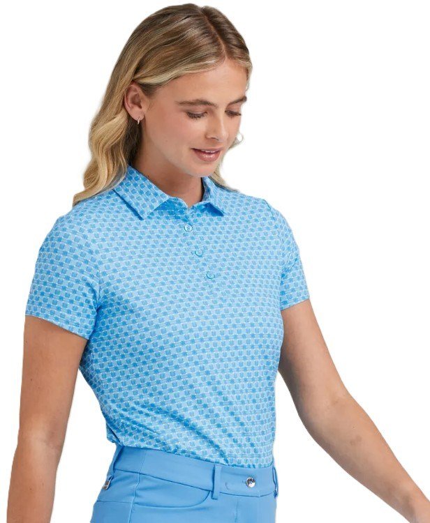Ping Aeria Printed damskie polo, azure geo