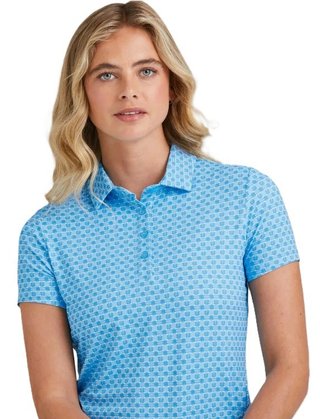 Ping Aeria Printed damskie polo, azure geo